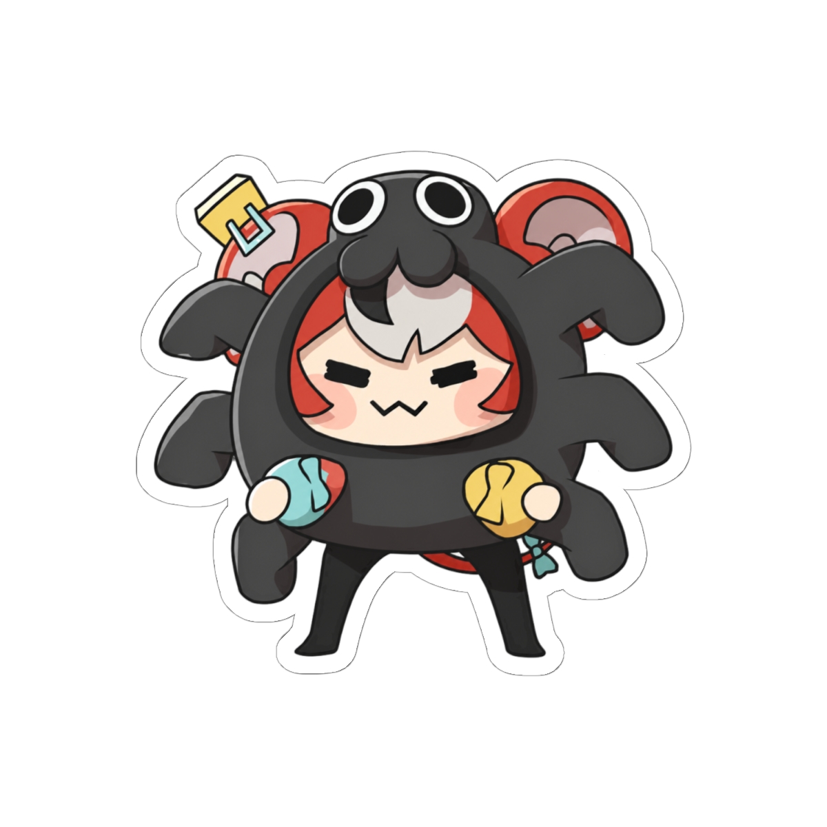 Hakos Baelz Chibi Chaos Girl Sticker | Cute Hololive VTuber Vinyl Decal - alternate angle 1, merchandise