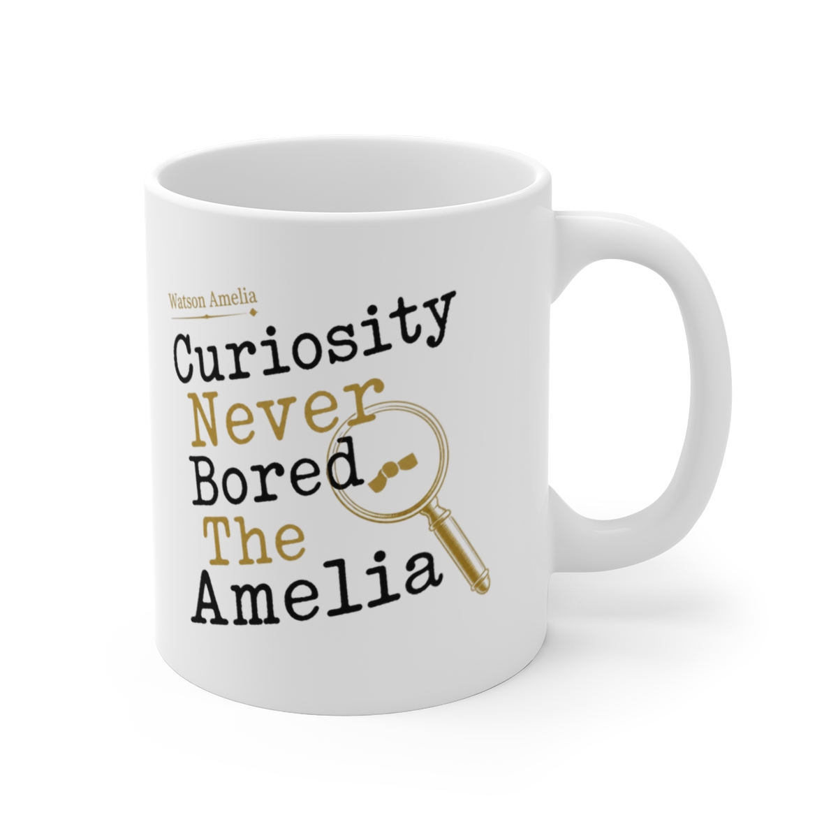 Hololive EN "Curiosity Never Bored The Amelia" White Mug