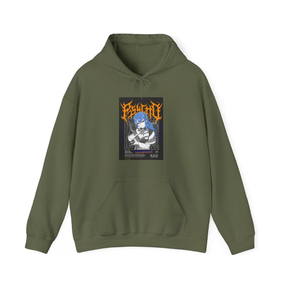 Hololive Psycho Black & Orange Artist Design Hoodie - alternate angle 4, merchandise
