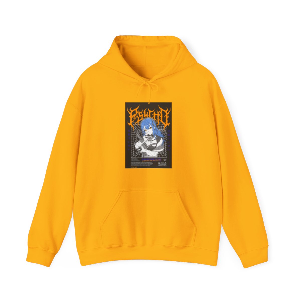 Hololive Psycho Black & Orange Artist Design Hoodie - alternate angle 2, merchandise