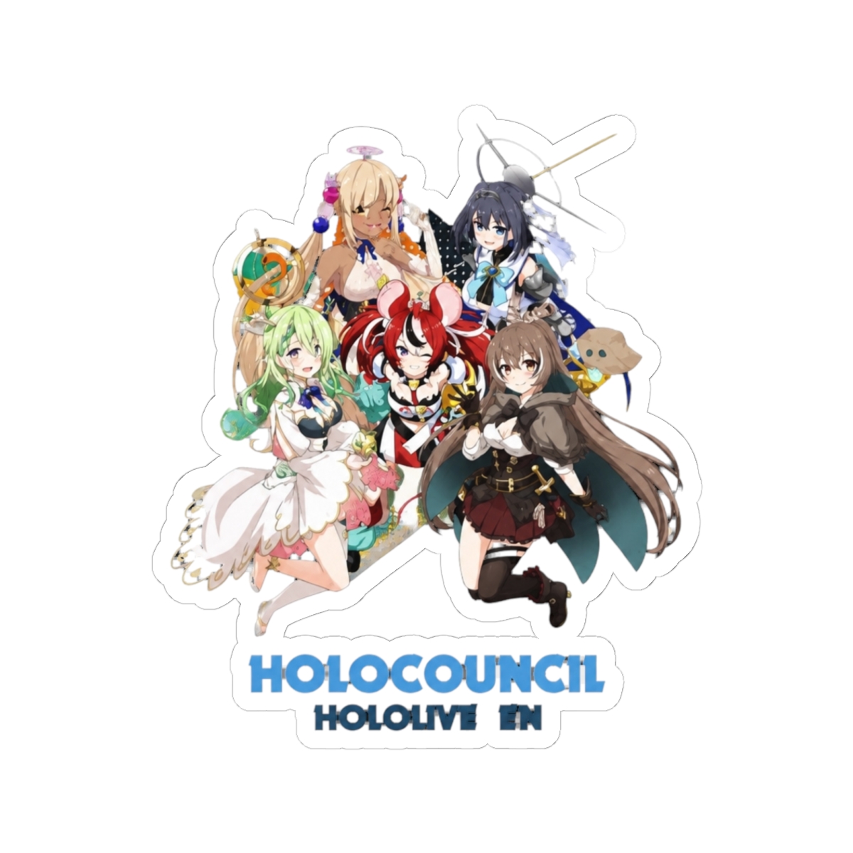 Hololive EN - All Hololive Council (Hakos Baelz, Nanashi Mumei, Tsukumo Sana, Ceres Fauna, Ouro Kronii) Sticker